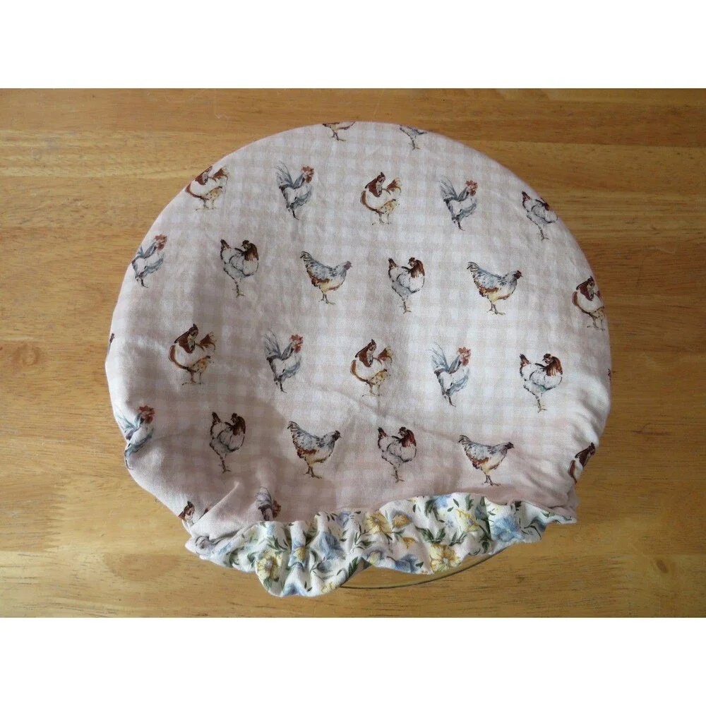 Kitchenaid Bowl Cover Reversible Chicken Gingham and Country Floral Mixer Cover